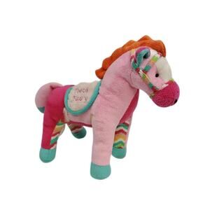 Maison Chic Pink Horse Tooth Fairy Pocket Soft Plush Pony Bright Colors 9 Inch